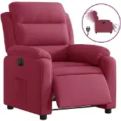 Syfax Fauteuil inclinable électrique rouge bordeaux velours