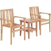 Syfax Ensemble de bistro de jardin 3 pcs teck solide