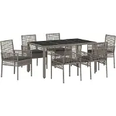 Syfax Ensemble de salle à manger pour jardin 7 pcs Gris polyrotin