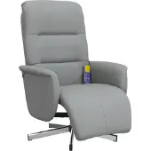 Syfax Fauteuil inclinable de massage et repose-pieds gris clair tissu
