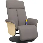 Syfax Fauteuil inclinable de massage avec repose-pieds taupe tissu