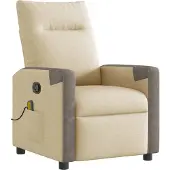 Syfax Fauteuil de massage inclinable Crème Tissu