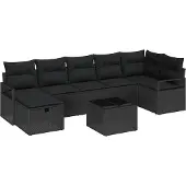 Syfax Ensemble de Canapés avec coussin 5 pcs polyrotin