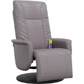 Syfax Fauteuil inclinable de massage repose-pieds gris similicuir