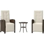Syfax Ensemble de bistro 3 pcs avec coussins marron résine tressée