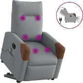 Syfax Fauteuil inclinable de massage électrique Gris clair Tissu