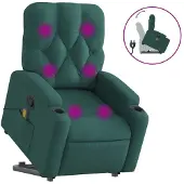 Syfax Fauteuil inclinable de massage Vert foncé Tissu