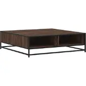 Syfax Table basse chêne marron 100x100x30 cm bois d'ingénierie/métal