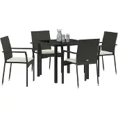 Syfax Ensemble de salle à manger pour jardin 5 pcs Noir polyrotin
