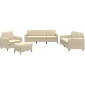 vidaXL Ensemble de canapés 4 pièces avec coussins Crème Tissu