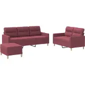 Syfax Ensemble de canapés 3 pcs avec coussins Rouge bordeaux Tissu