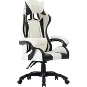 Syfax Fauteuil de jeux vidéo Blanc Similicuir