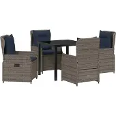Syfax Ensemble de salle à manger pour jardin 5 pcs Gris Poly rotin