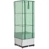 Syfax Jardinière surélevée avec housse aspect rotin 40x40x139 cm