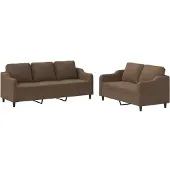 Syfax Ensemble de canapés 2 pcs avec coussins Marron Tissu