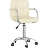 Syfax Chaise pivotante de bureau Crème Tissu