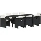 Syfax Ensemble de salle à manger pour jardin 9 pcs Noir polyrotin