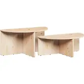 Syfax Table basse 2 pcs Naturel Bois massif en pin