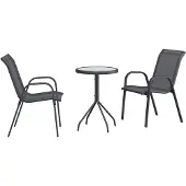 Syfax Ensemble bistro de jardin 3 pcs Gris Acier