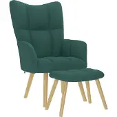 Syfax Chaise de relaxation avec repose-pied Vert foncé Tissu