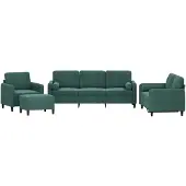 Syfax Ensemble de canapés 4 pcs avec coussins vert foncé velours