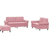 Syfax Ensemble de canapés 3 pcs avec coussins Rose Velours