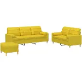 vidaXL Ensemble de canapés 3 pièces avec coussins Tissu jaune clair