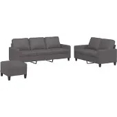 vidaXL Ensemble de canapés 3 pièces avec coussins Gris Similicuir