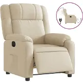 Syfax Fauteuil inclinable électrique Crème Tissu