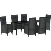 Syfax Ensemble de salle à manger pour jardin 7 pcs Noir polyrotin