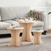 Prolenta Maison Exclusive - Table basse, ensemble de 3 pièces, finition naturelle, 46 x 46 x 47 cm