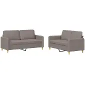 Syfax Ensemble de canapés 2 pcs avec coussins Taupe Tissu