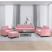 Syfax Ensemble de canapés 4 pcs rose velours