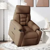 Syfax Fauteuil inclinable électrique marron tissu