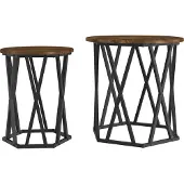 Syfax Table basse 2 pcs Chêne fumé Bois d'ingénierie et acier