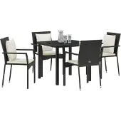 Syfax Ensemble de salle à manger pour jardin 5 pcs Noir polyrotin