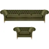 AEA Chestefield Sofas Couch Designer Textil Sitz Polster Garnitur 2tlg Polstermöbel