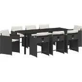 Syfax Ensemble de salle à manger pour jardin 9 pcs Noir polyrotin