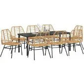 Syfax Ensemble de salle à manger pour jardin 9 pcs Marron polyrotin