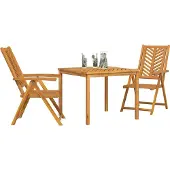 Syfax Ensemble de salle à manger pour jardin 3 pcs Marron