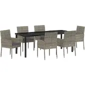 Syfax Ensemble de salle à manger pour jardin 7 pcs Gris polyrotin