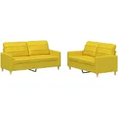Syfax Ensemble de canapés 2 pcs avec coussins Jaune clair Tissu