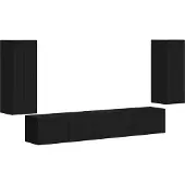 Syfax Ensemble meuble TV 4 pcs Noir Bois d'ingénierie
