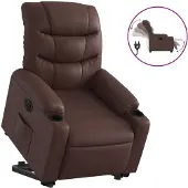 Syfax Fauteuil relax avec releveur électrique Marron Similicuir