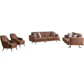 AEA Hochwertiges Braune 4 tlg Polstermöbel Set Dreisitzer-Sofas und Sessel