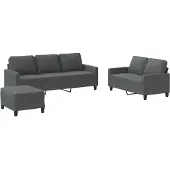 vidaXL Ensemble de canapés 3 pièces avec coussins Tissu gris foncé