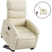 Syfax Fauteuil inclinable électrique crème similicuir