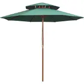 Syfax Parasol à deux étages avec poteau en bois 270 x 270 cm vert
