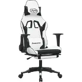 Syfax Chaise de jeu de massage avec repose-pied Blanc noir Similicuir