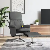 Prolenta Fauteuil de massage exclusif avec repose-pieds, tissu gris foncé